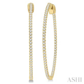 1 ctw Inside-Out Round Cut Diamond 1 1/2 Inch Hoop Earrings in 14K Yellow Gold